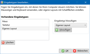 Das Fenster "Eingabetypen bearbeiten" 