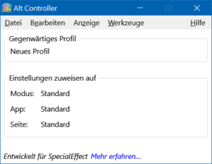 Das Alt Controller Hauptfenster.