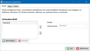 Der Reiter "Modi" im Fenster "Situationen bearbeiten …"