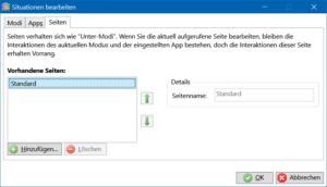 Der Reiter "Seiten" im "Situationen bearbeiten …"-Fenster.